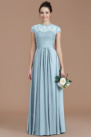 Natürliche Taile A Linie Kurze Ärmeln Juwel Ausschnitt Brautjungfernkleid mit Bordüre - Bild 22
