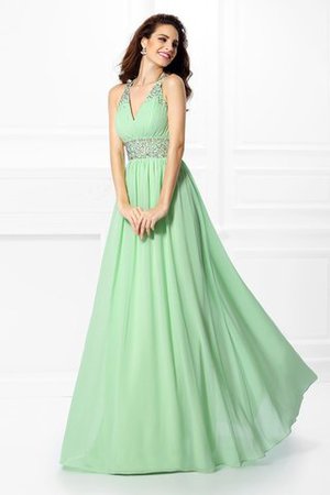 Robe de bal manche nulle de princesse avec chiffon grandes bretelles a-ligne - Photo 1