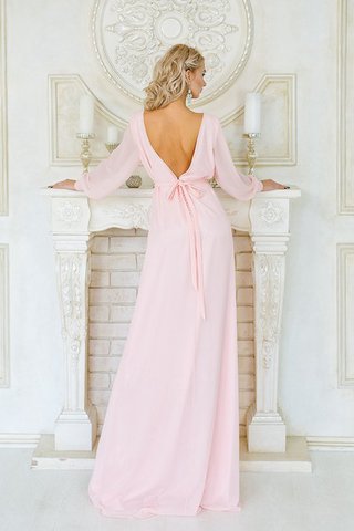 Robe de bal naturel avec manche longue longueur au ras du sol avec chiffon avec cristal - Photo 2