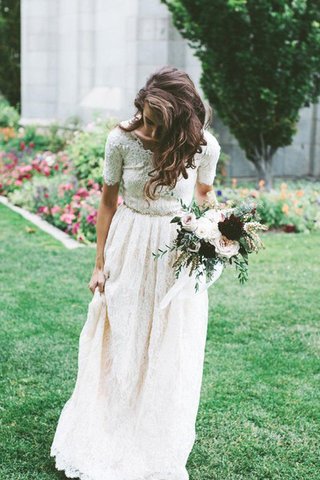 Abito da Sposa A Terra originale con Perline Cerniera a Spiaggia Senza Maniche - Foto 2