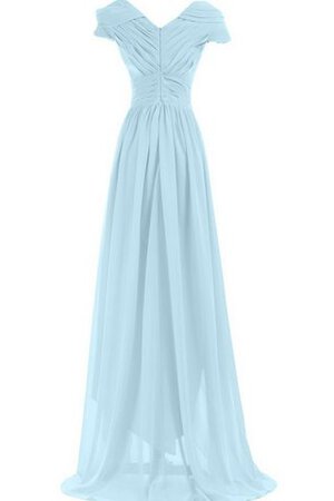 Robe demoiselle d'honneur ruché avec manche courte en chiffon v encolure avec zip - Photo 20