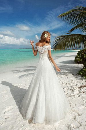 Sencillo Vestido de Novia en Encaje de Escote Corazón de Largo de Manga corta - Foto 3