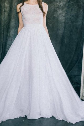 Abito da Sposa Senza Maniche Semplice Tondo A-Line Spazzola Treno in Chiffon - Foto 2