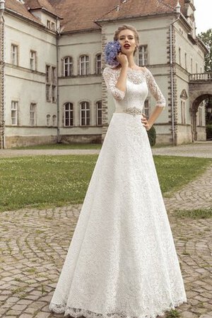 Halbe Ärmeln Spitze luxus Brautkleid mit Gürtel mit Schleife - Bild 1