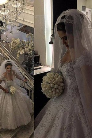 Abito da Sposa Naturale con Perline in Tulle Elegante Radiosa - Foto 3