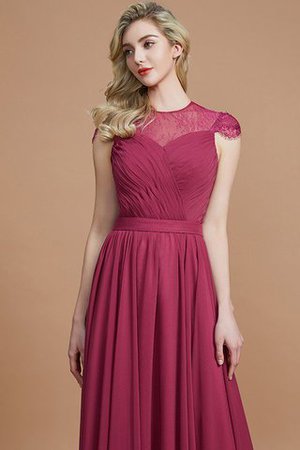 Normale Taille A-Linie Chiffon Kurze Ärmeln Brautjungfernkleid mit Schaufel Ausschnitt - Bild 2