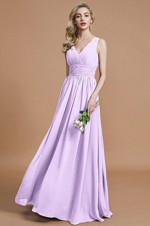 Chiffon Prinzessin V-Ausschnitt Ärmellos Bodenlanges Brautjungfernkleid - Bild 24