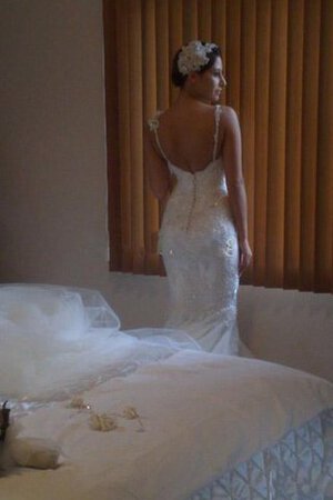 Meerjungfrau Gericht Schleppe Elegantes tiefer V-Ausschnitt Brautkleid mit Applike aus Tüll - Bild 3