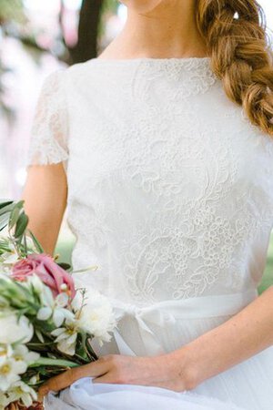 Juwel Ausschnitt kurze Ärmeln prächtiges Brautkleid mit Blume mit Bordüre - Bild 3