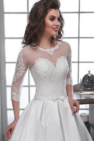 Abito da Sposa con Tre Quarti Lunghezza Maniche A Terra con Applique Tondo con Piega Elegante - Foto 3