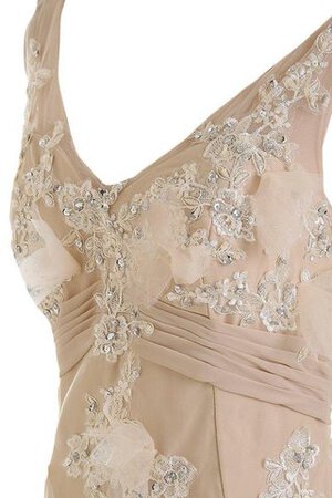 Robe de bal luxueux de sirène de col en v avec perle manche nulle - Photo 4