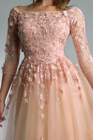 Robe de bal avec fleurs longueru au niveau de sol en tulle avec manche longue avec zip - Photo 3