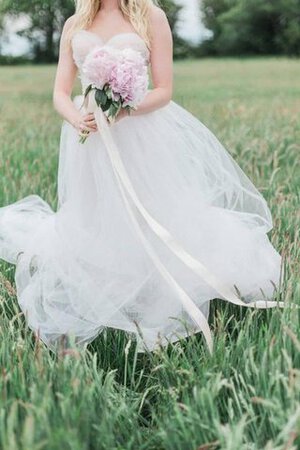 Abito da Sposa Cerniera con Piega con Nastro con Increspato con Increspature Senza Maniche - Foto 3