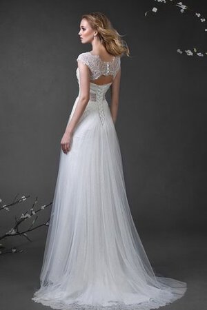 Abito da Sposa Cappellino in pizzo Naturale in Tulle Lungo Coda A Strascico Corto - Foto 2