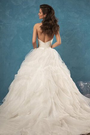 Robe de mariée de lotus avec perle avec décoration dentelle de col en cœur appliques - Photo 3