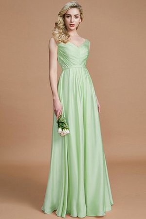 Robe demoiselle d'honneur naturel v encolure de princesse avec sans manches ruché - Photo 31