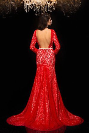 Normale Taille Bateau Sexy Abendkleid mit Offenen Rücken mit Bordüre - Bild 2