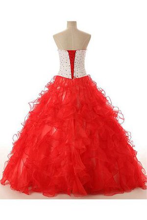 Tüll Perlenbesetztes Spitze Duchesse-Linie Herz-Ausschnitt langes Quinceanera Kleid - Bild 3