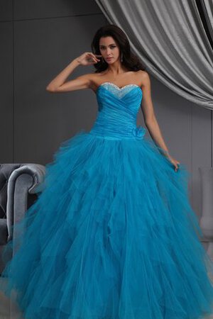 Robe de quinceanera ruché de lotus col en forme de cœur en tulle - Photo 1