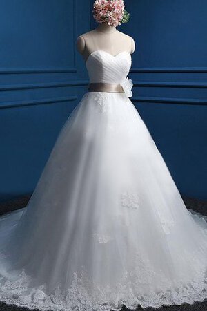 Robe de mariée naturel ceinture en étoffe de col en cœur textile en tulle avec ruban - Photo 6