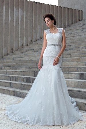 Abito da Sposa Senza Maniche in Pizzo V-Scollo Sirena Vintage - Foto 5