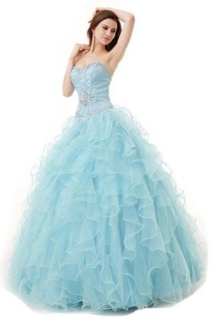 Abito dal Dolce Sedici in Tulle con Cristino con Increspature Senza Maniche A Terra Ball Gown - Foto 4