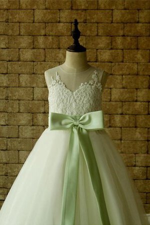 Abito da Cerimonia Bambini con Piega con Fiocco con Increspature Naturale in pizzo Ball Gown - Foto 2