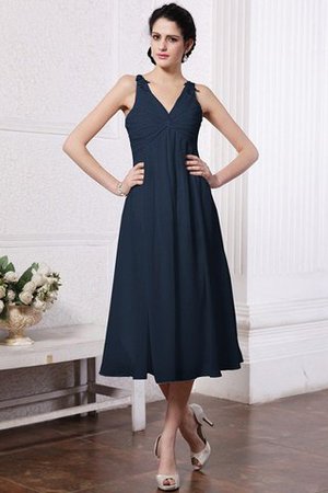 Perlenbesetztes Normale Taille Ärmelloses Brautjungfernkleid aus Chiffon mit Applikation - Bild 9