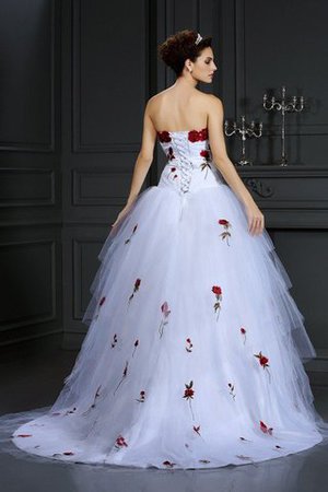 Abito da Sposa con Fiore Vintage Ball Gown Lungo Coda A Strascico Corto - Foto 2