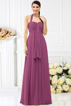 Robe demoiselle d'honneur plissage longue avec sans manches de dos nu en chiffon - Photo 5