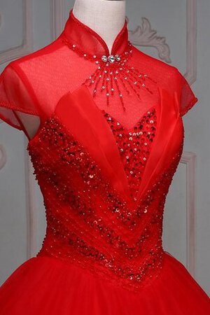 Abito Quinceanera Ball Gown Cappellino Allacciato in Pizzo con Perline con Applique - Foto 5