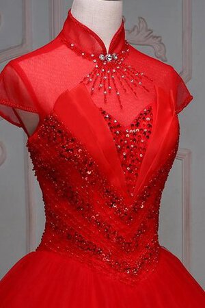 Spitze Perlenbesetztes Duchesse-Linie langes Quinceanera Kleid mit Bordüre mit Applikation - Bild 5