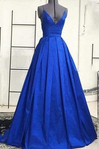 V-Ausschnitt Ärmelloses Spaghetti Träger Elegantes Ballkleid mit kreuz mit Rüschen - Bild 2