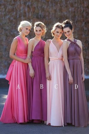 Abito da Damigella in Chiffon Senza Maniche Semplice con Increspato con Piega Elegante - Foto 1