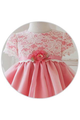 Abito da Cerimonia Bambini A-Line in Organza in pizzo Senza Maniche con Fiore con Piega - Foto 2