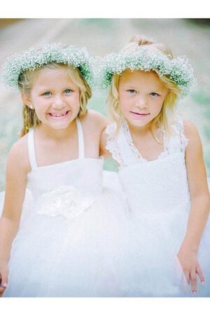 Robe de cortège enfant jusqu'au sol en tulle avec fleurs entrecroisé de princesse - Photo 1