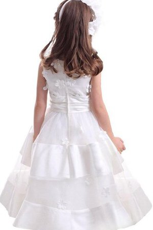 Robe de cortège enfant ruché avec fleurs appliques manche nulle - Photo 2