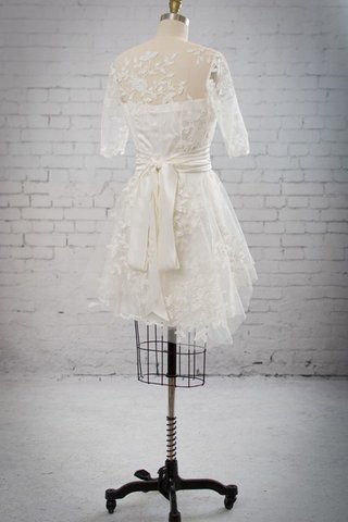 Robe de mariée courte naturel a-ligne brodé avec mousseline - Photo 2