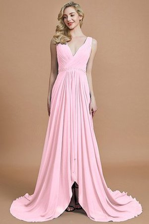 Abito da Damigella Naturale in Chiffon A-Line Principessa Spazzola Treno - Foto 27