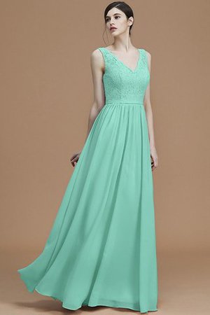 Robe demoiselle d'honneur en chiffon avec sans manches de lotus v encolure a-ligne - Photo 21