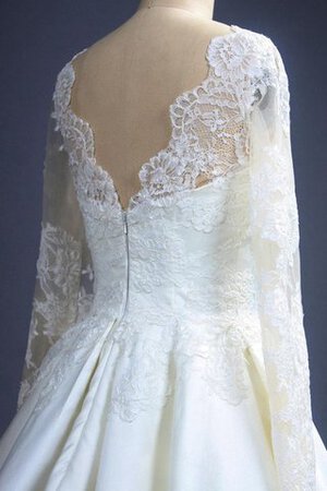 Abito da Sposa con Increspature in Raso conservatore A-Line Elegante in Pizzo - Foto 5