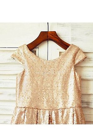 Robe de cortège enfant pailleté naturel encolure ronde de princesse ligne a - Photo 3