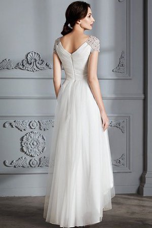 Robe de mariée a-ligne avec manche courte de princesse v encolure en tulle - Photo 2