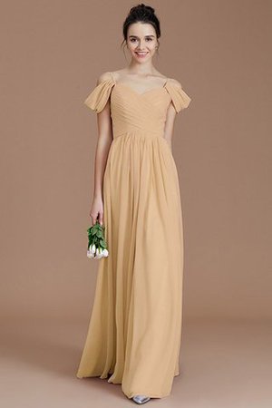 Robe demoiselle d'honneur en chiffon avec sans manches a-ligne ruché avec zip - Photo 18