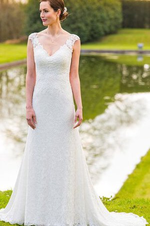 Abito da Sposa con Manica Corte Tubino Semplice in pizzo Cappellino Elegante - Foto 1