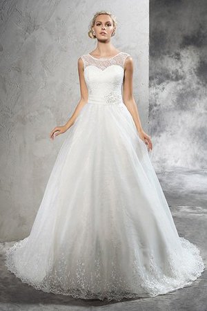 Abito da Sposa Naturale Coda A Strascico Corto Lunghi Ball Gown con Nastro - Foto 3