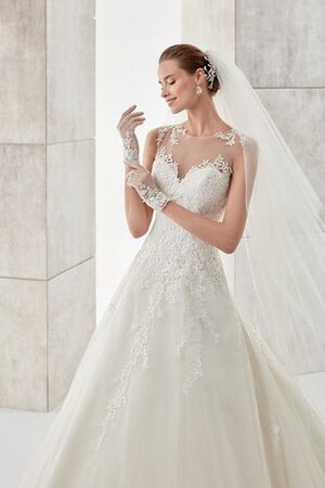 Abito da Sposa Senza Maniche A-Line classico decorato Elegante con Applique - Foto 3