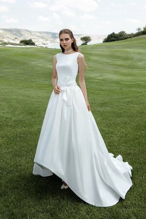 Robe de mariée distinguee discrete de traîne moyenne avec ruban a-ligne - Photo 1