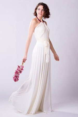 Abito da Sposa in pizzo Naturale Anello con Increspato Cerniera in Chiffon - Foto 3