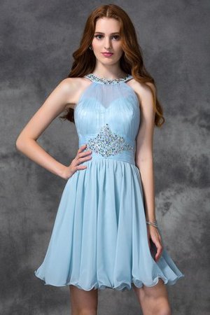 Robe de cocktail naturel de princesse avec sans manches avec perle en chiffon - Photo 1